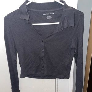 American Eagle Collar Button Down Long Sleeve Top